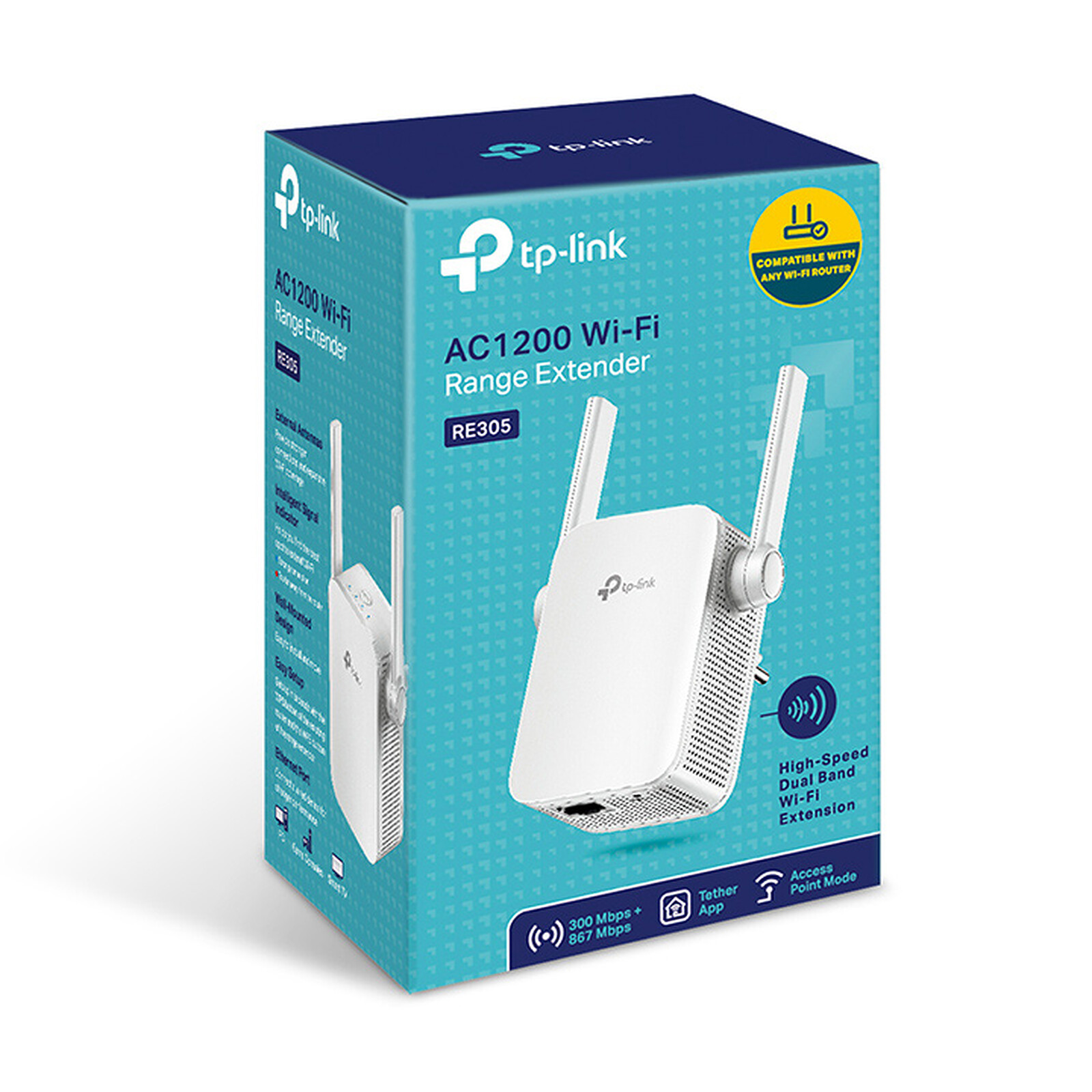 Modem TP-LINK RE305 Répéteur de signal WiFi AC1200 Mbps Dual-Band avec port Fast Ethernet