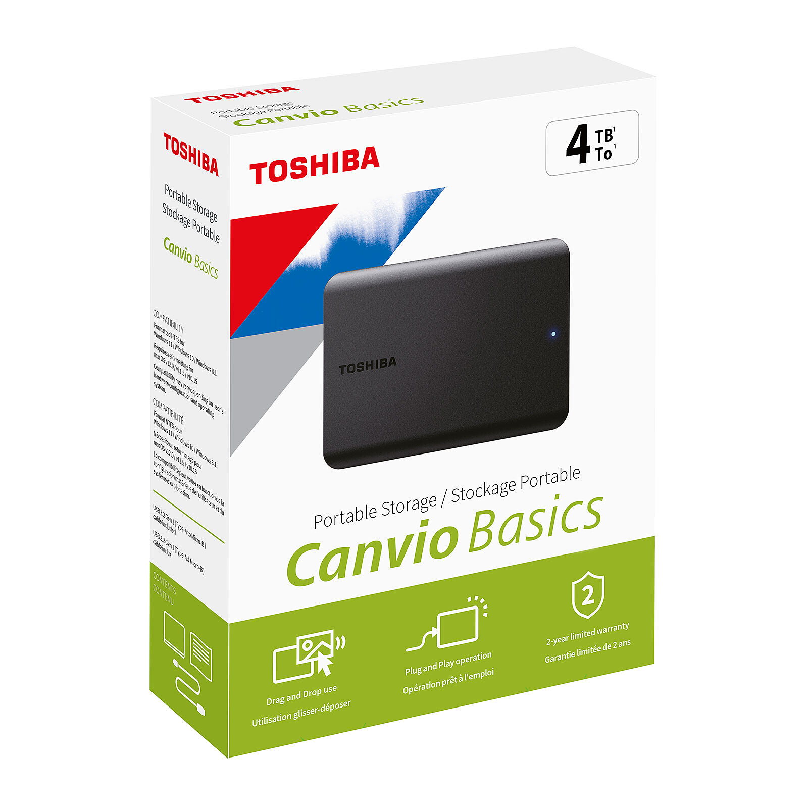 Disque dur externe Toshiba 4 Tera Canvio Basics