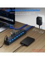 Multiprise USB 3.0 avec 7 ports avec indicateur LED et interrupteurs individuels