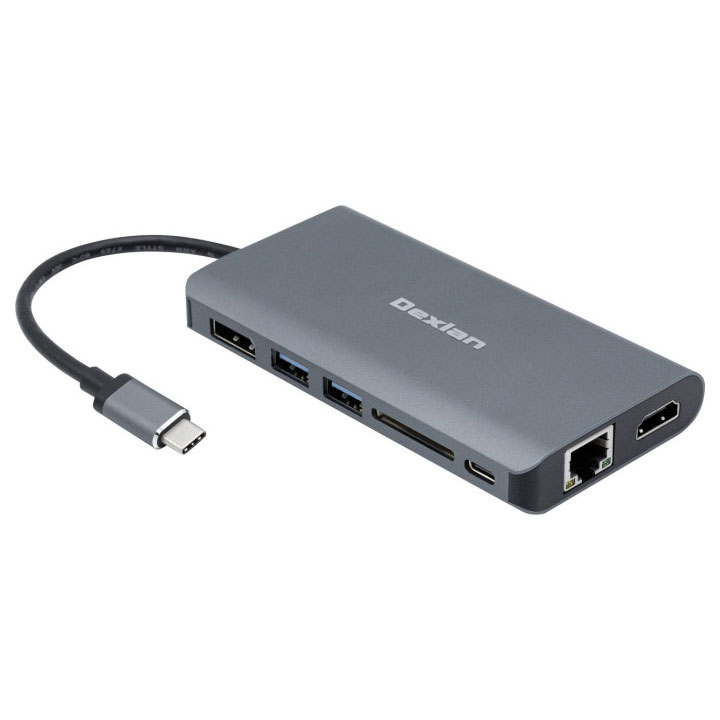 DEXLAN Dock USB Type-C to HDMI – DisplayPort – 4K – LAN – HUB – SD2.0 – Charg.PD3.0