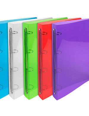 CLASSEUR EN PLASTIQUE COULEUR TRANSPARENT 4 ANNEAUX LE DAUPHIN