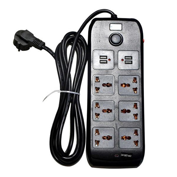 Surge LW EXT‑64U 3 m – Multiprise 6 ports + 4 USB avec protection