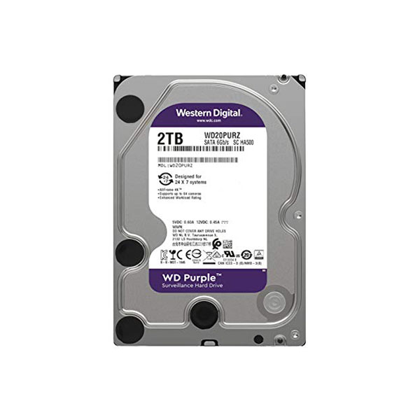 Disque dur interne WD Purple 2 To – Surveillance 24/7, 5400 RPM, SATA III, cache 64 Mo