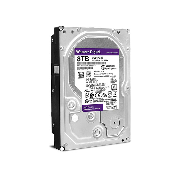 Disque dur WD Purple 8 To – Surveillance 24/7, SATA III, cache 256 Mo