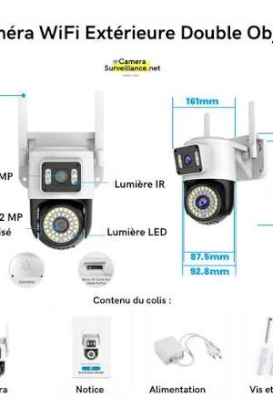 Caméra WiFi Rotative Extérieure Double Objectif