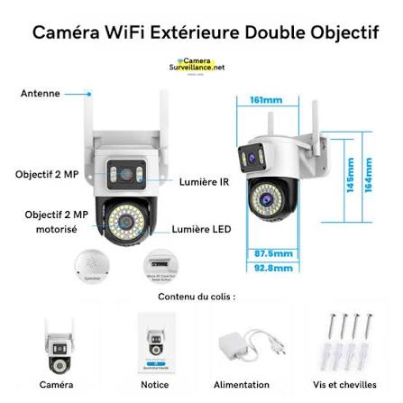 Caméra WiFi Rotative Extérieure Double Objectif